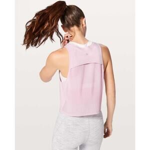 LULULEMON Just Pleat It Tank Top Size 6 Crop Flowy Back Porcelain Pink Mesh